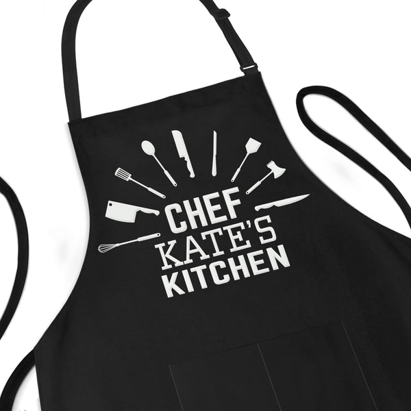 Personalized Chef Name Apron - Kitchen tools Design - Unisex