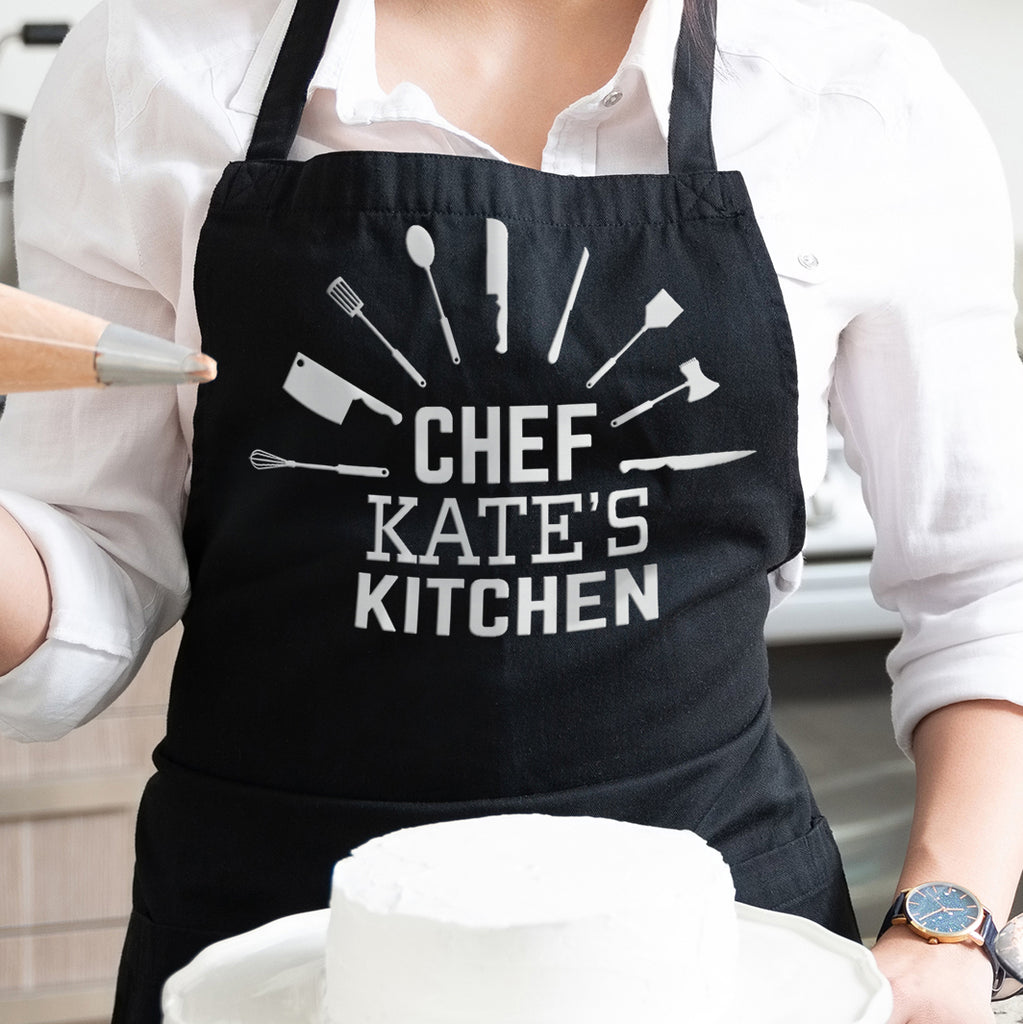 Personalized Chef Name Apron - Kitchen tools Design - Unisex